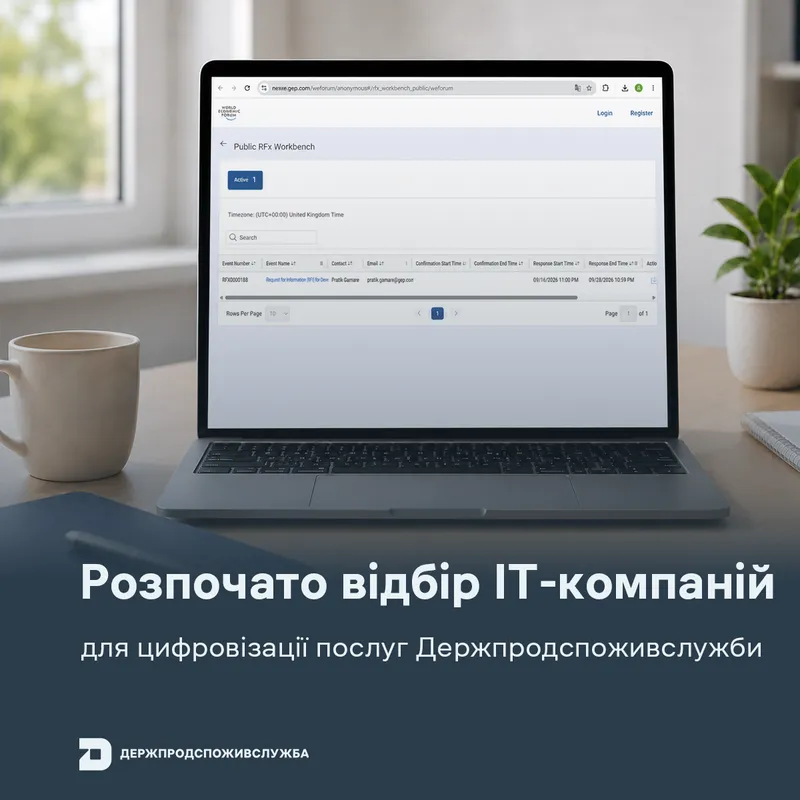 Розпочато відбір ІТ-компаній для цифровізації послуг Держпродспоживслужби