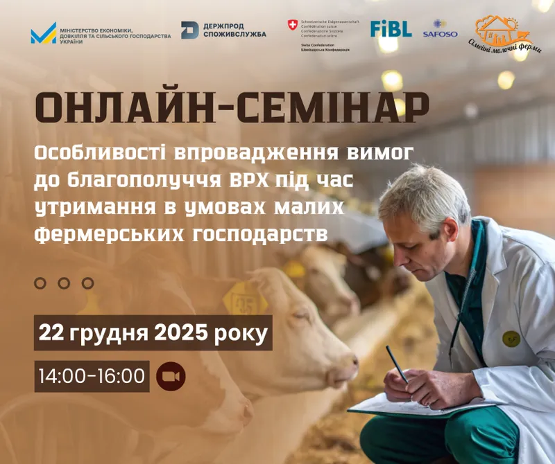 Нові вимоги вже близько: онлайн-семінар для малих фермерських господарств щодо благополуччя ВРХ